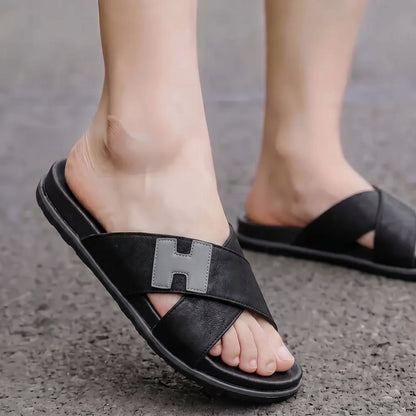 Men Cross Strap Slides
